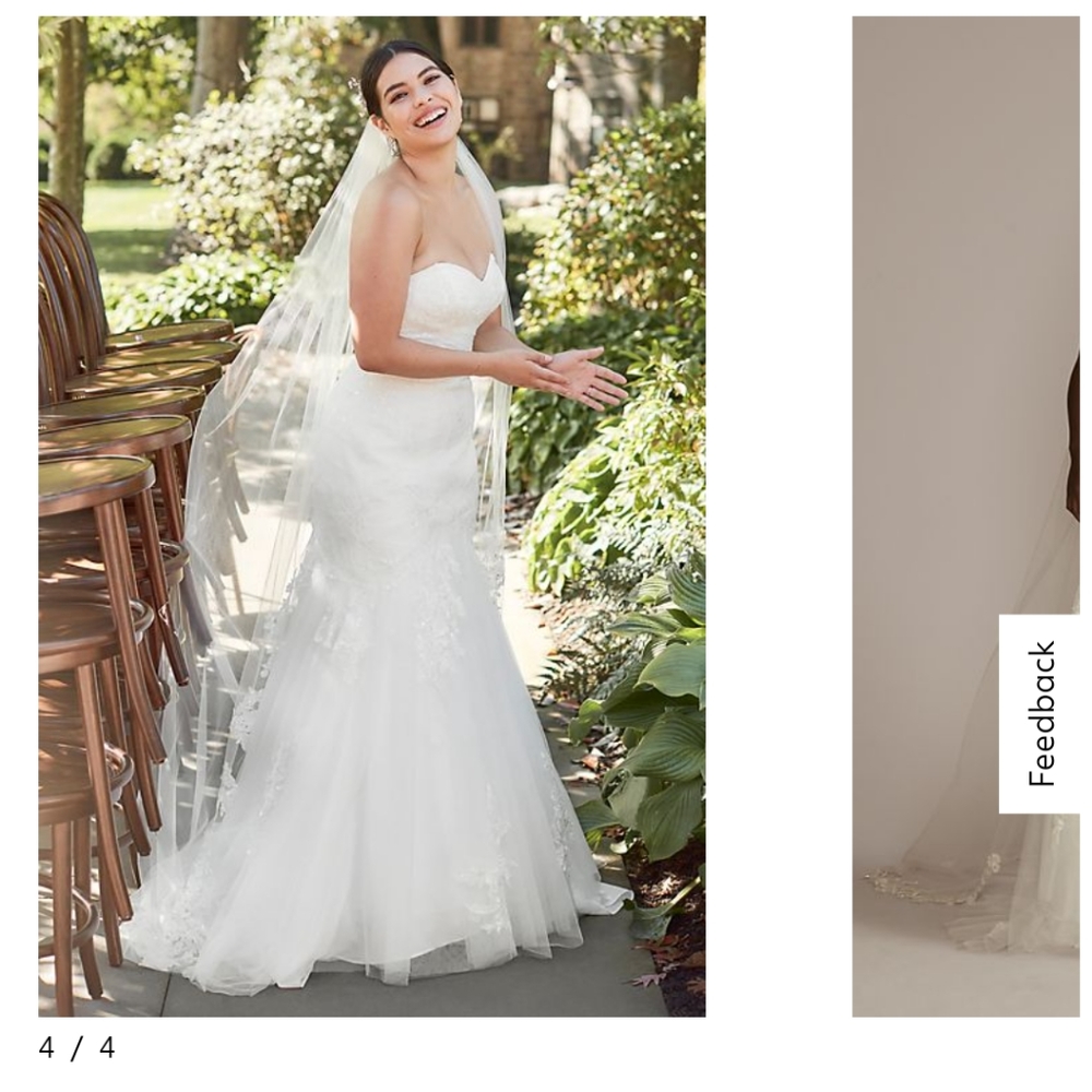OLEG CASSINI lace up back strapless mermaid wedding dress